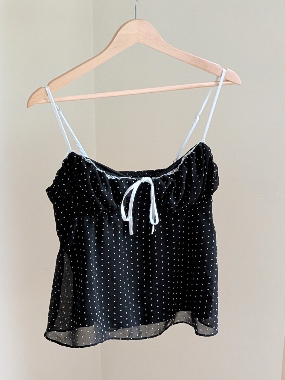 Wild Fable Polka Dot Spaghetti Strap Camisole Top In Black/White - M